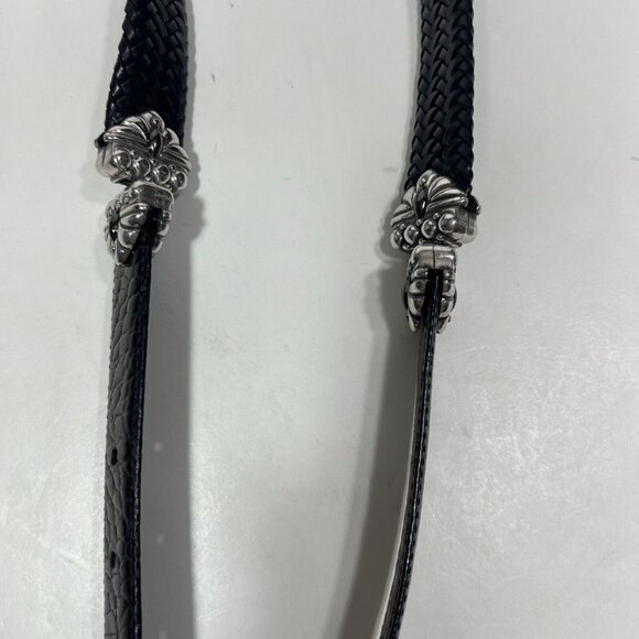 Brighton Black Brown Weave Reversible Belt Silver Tone Buckle Swivels Sz S / 28 - Picture 7 of 7